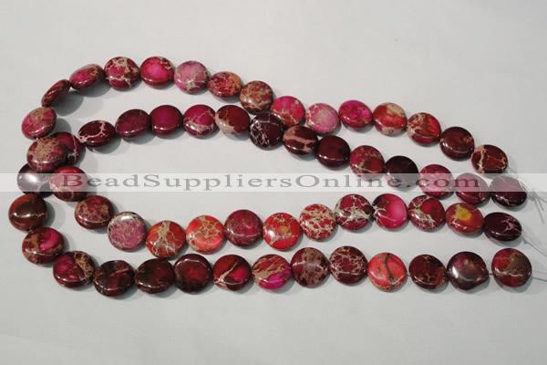 CDE786 15.5 inches 14mm flat round dyed sea sediment jasper beads