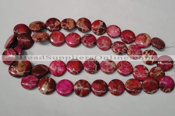 CDE787 15.5 inches 20mm flat round dyed sea sediment jasper beads