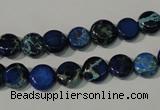 CDE905 15.5 inches 8mm flat round dyed sea sediment jasper beads