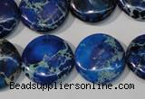 CDE908 15.5 inches 20mm flat round dyed sea sediment jasper beads