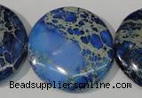 CDE909 15.5 inches 35mm flat round dyed sea sediment jasper beads