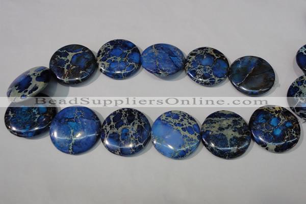 CDE909 15.5 inches 35mm flat round dyed sea sediment jasper beads