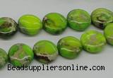 CDE91 15.5 inches 12mm flat round dyed sea sediment jasper beads