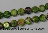 CDE935 15.5 inches 8mm flat round dyed sea sediment jasper beads