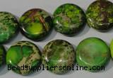 CDE937 15.5 inches 16mm flat round dyed sea sediment jasper beads