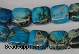 CDI300 15.5 inches 14*14mm square dyed imperial jasper beads