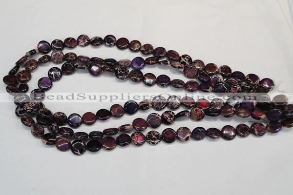 CDI405 15.5 inches 10mm flat round dyed imperial jasper beads