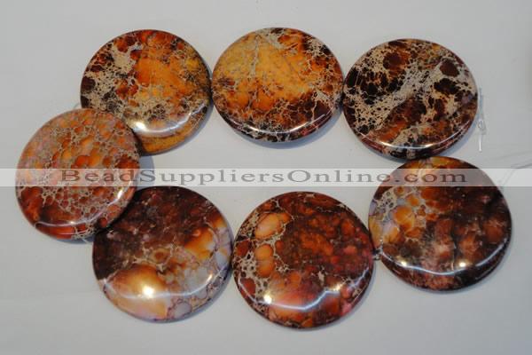 CDI526 15.5 inches 55mm flat round dyed imperial jasper beads