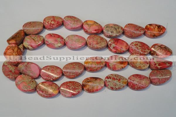 CDI575 15.5 inches 18*25mm twisted oval dyed imperial jasper beads