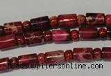 CDI597 15.5 inches 3*6mm rondelle 6*9mm tube dyed imperial jasper beads