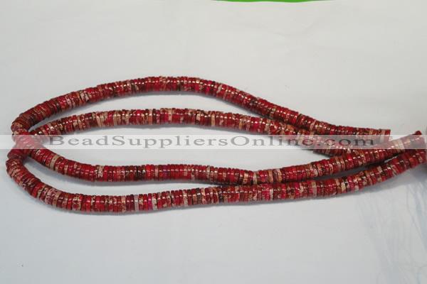 CDI601 15.5 inches 2*8mm heishi dyed imperial jasper beads