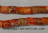 CDI737 15.5 inches 8*8mm tube dyed imperial jasper beads