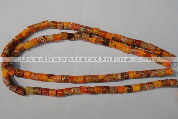 CDI737 15.5 inches 8*8mm tube dyed imperial jasper beads