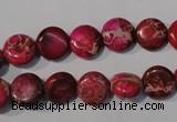 CDI785 15.5 inches 10mm flat round dyed imperial jasper beads