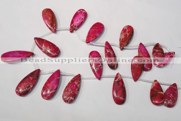 CDI799 Top-drilled 16*32mm flat teardrop dyed imperial jasper beads