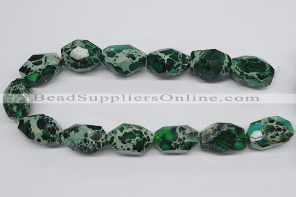 CDI80 16 inches 20*30mm faceted nuggets dyed imperial jasper beads