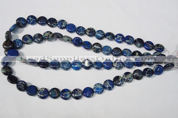 CDI906 15.5 inches 12mm flat round dyed imperial jasper beads