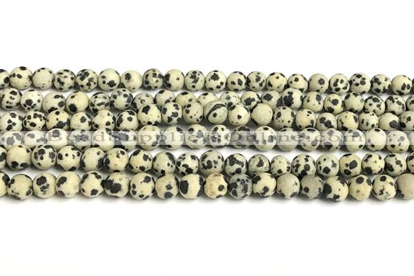 CDM105 15 inches 4mm round matte dalmatian jasper beads