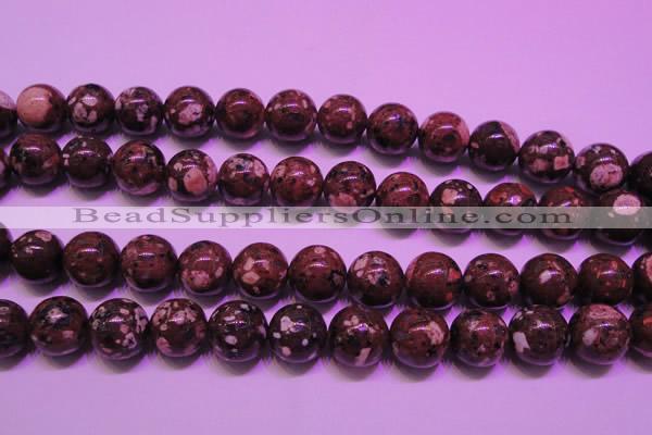 CDM54 15 inches 12mm round strawberry dalmatian jasper beads