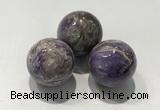 CDN1036 30mm round charoite decorations wholesale