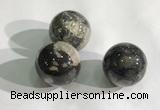 CDN1143 30mm round silver leaf jasper decorations wholesale