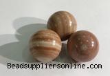 CDN1145 30mm round red picture jasper decorations wholesale