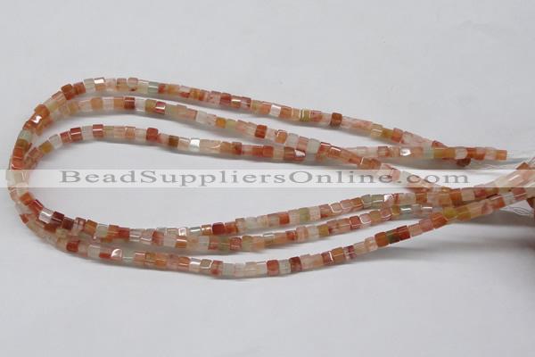 CDQ35 15.5 inches 4*4mm cube natural red quartz beads wholesale