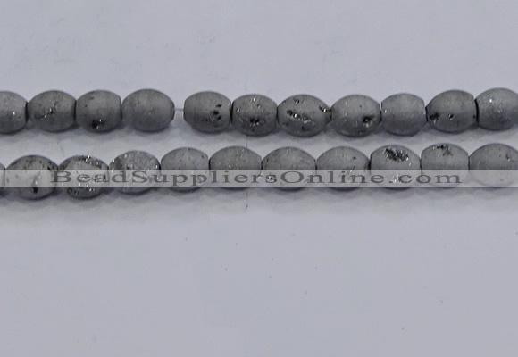 CDQ620 8 inches 10*12mm rice druzy quartz beads wholesale