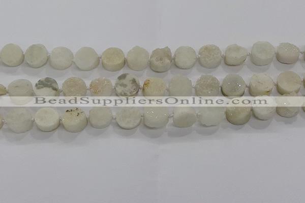 CDQ701 8 inches 12mm coin druzy quartz beads wholesale