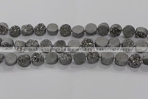 CDQ702 8 inches 12mm coin druzy quartz beads wholesale