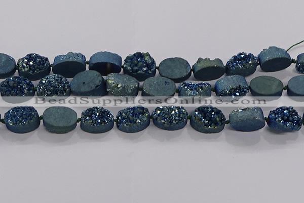 CDQ714 8 inches 13*18mm oval druzy quartz beads wholesale