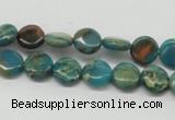 CDS10 16 inches 10mm flat round dyed serpentine jasper beads wholesale