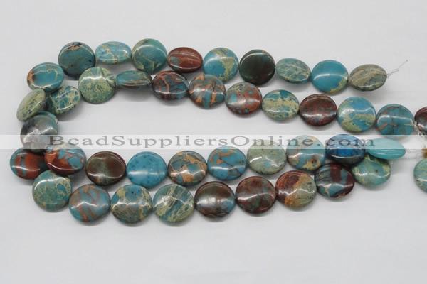 CDS14 16 inches 18mm flat round dyed serpentine jasper beads wholesale