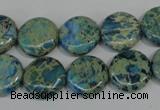 CDS272 15.5 inches 14mm flat round dyed serpentine jasper beads