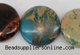 CDS33 15.5 inches 30mm flat round dyed serpentine jasper beads