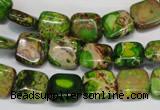 CDT120 15.5 inches 10*10mm square dyed aqua terra jasper beads