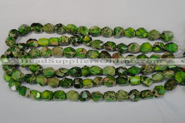 CDT155 15.5 inches 10*12mm faceted nugget dyed aqua terra jasper beads