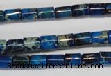 CDT227 15.5 inches 6*8mm tube dyed aqua terra jasper beads