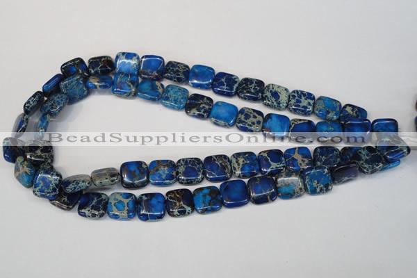 CDT238 15.5 inches 14*14mm square dyed aqua terra jasper beads