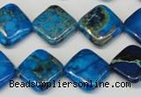 CDT248 15.5 inches 16*16mm diamond dyed aqua terra jasper beads