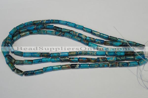 CDT279 15.5 inches 6*12mm tube dyed aqua terra jasper beads