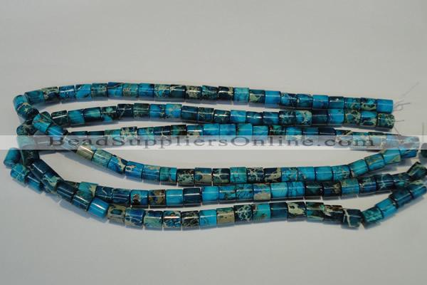 CDT280 15.5 inches 8*8mm tube dyed aqua terra jasper beads