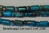 CDT288 15.5 inches 3*6mm rondelle & 6*9mm tube dyed aqua terra jasper beads