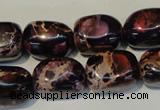 CDT395 15.5 inches 12*16mm nugget dyed aqua terra jasper beads