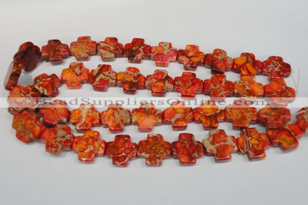 CDT563 15.5 inches 20*20mm cross dyed aqua terra jasper beads