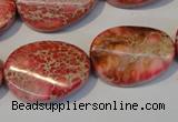 CDT575 15.5 inches 18*25mm twisted oval dyed aqua terra jasper beads