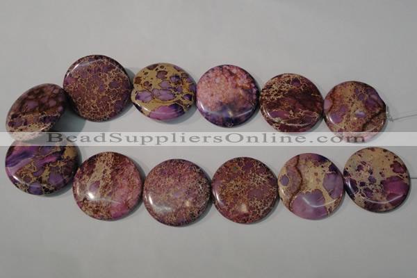 CDT708 15.5 inches 35mm flat round dyed aqua terra jasper beads