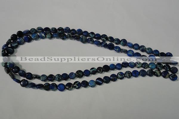 CDT905 15.5 inches 8mm flat round dyed aqua terra jasper beads