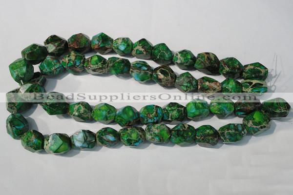 CDT964 15.5 inches 14*17mm faceted nuggets dyed aqua terra jasper beads