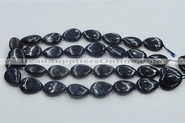 CDU03 15.5 inches 18*25mm flat teardrop natural blue dumortierite beads